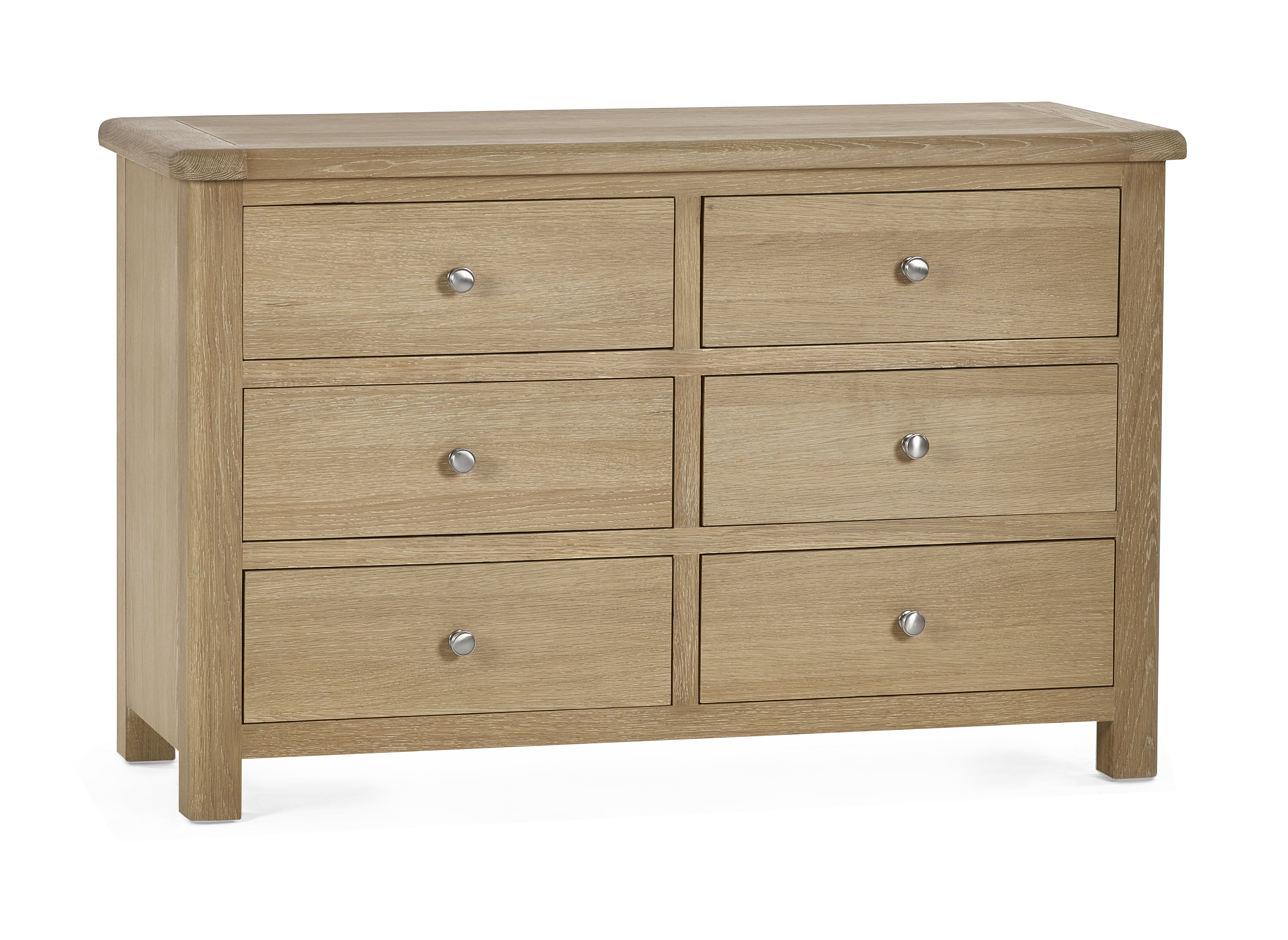 Cayden Limed Oak Wood Chest of Drawers | 6 Drawers
